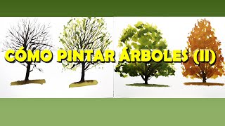 4 EJEMPLOS de ÁRBOLES en ACUARELA Las 4 estaciones [upl. by Bianka]