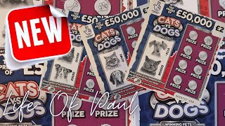 Brand New £2 Lottery Scratch Cards £60 of the Cats Vs Dogs cards a fun looking new card [upl. by Innep]