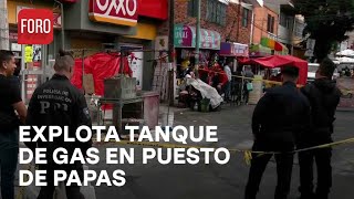 Explosión de tanque de gas en puesto de papas en CDMX hay dos lesionados  Las Noticias [upl. by Wahlstrom]