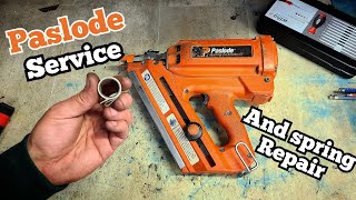 Repairing a old Paslode IM35090CT nail gun Compleat service and repair showing every step [upl. by Ekal390]