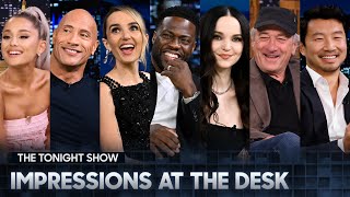 Impressions at the Desk with Ariana Grande The Rock Kevin Hart and More [upl. by Craddock]