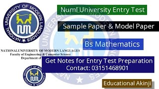 NUML Entry Test Preparation 2024  Numl Entry Test Paper Pattern Syllabus Bs Mathematics [upl. by Yreva516]