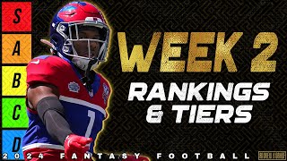 Top 40 Wide Receiver Rankings  Week 2 Fantasy Football [upl. by Gehlbach]