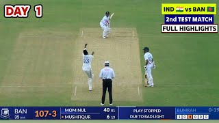 India vs Bangladesh 2nd Test Highlights 2024  IND vs BAN 2nd Test Day 1 Full Match Highlights 2024 [upl. by Eliason841]