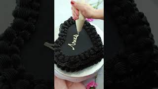 Heart shaped cake with black buttercream vintage piping for an Aries birthday aries shorts cake [upl. by Elledoj]