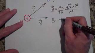 Calculating the Magnetic Field Due to a Moving Point Charge [upl. by Cacilia]