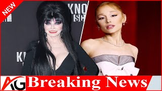 Ariana Grande apologizes to horror icon Elvira for a photo mixup with a slight shade [upl. by Sproul546]