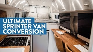 Selfconverted OffGrid Sprinter Van with Full Office Bathroom and Garage [upl. by Mellitz731]