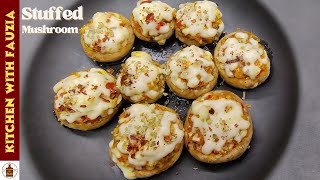 Stuffed Mushrooms Recipe  Cheese Stuffed Mushrooms  Mushroom  Kitchen with Fauzia recipecooking [upl. by Eenhat]