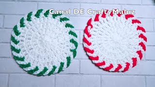 CROCHET TUTORIAL 🌲 Portavasos Navideños a crochet 🌲 Portavasos Candy Cane Decoración de Navidad🌲 [upl. by Dor]