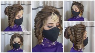 How to Make Bun Hairstyle for saree Elegent hairstyle for wedding Front bun hairstyle for wedding [upl. by Dahl661]