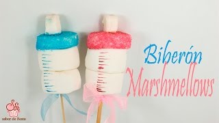 🍼BIBERONES DE MARSHMALLOWS BOMBÓN PARA BABY SHOWER Y NACIMIENTO 🎈Sabor de Fiesta [upl. by Ayortal793]