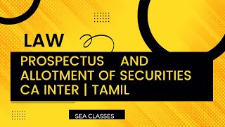 Prospectus and allotment of securities  CA INTER  தமிழ் [upl. by Andryc465]