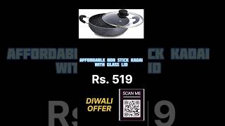 Affordable Non Stick Kadai With Glass Lid Under 500 amazon nonstickcookwareset nonsticky kadai [upl. by Lizned933]