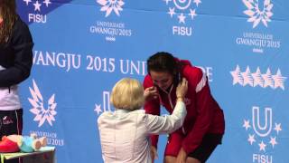 2015 Summer Universiade Kylie Masse wins swimming gold [upl. by Raseac468]