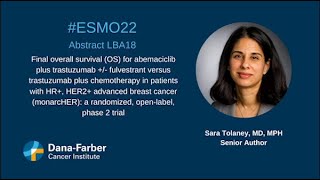 ESMO22 Breast cancer research by Sara Tolaney MD  DanaFarber Cancer Institute [upl. by Atsed]