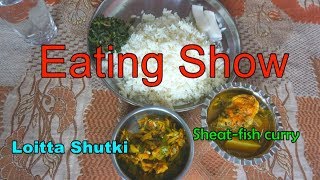 Eating Loitta Shutki and Sheat fish curry with rice  Eating Show [upl. by Iznik]