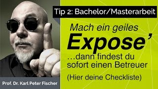 Tip 2 Bachelorarbeit Masterarbeit Checkliste Expose [upl. by Atnauqahs]