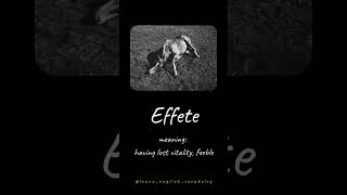 Meaning of Effete [upl. by Yenohtna]