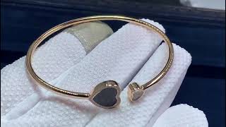 Chopard Happy Hearts Ethical 18K Rose Gold Diamonds Onyx Bangle – 85a0745200 [upl. by Nima]