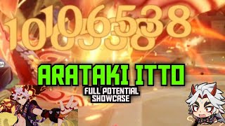 Arataki itto showcase and build Damage  Genshin Impact [upl. by Nosimaj]