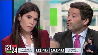 Debate  BE vs Chega  Mariana Mortágua vs André Ventura  Legislativas 2024 [upl. by Jedthus513]