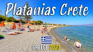 Platanias Crete Chania walking tour 4k Kreta Greece 2023 [upl. by Mohammed400]