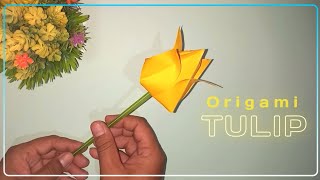 How to make paper tulip origami tulip flower [upl. by Seniag]