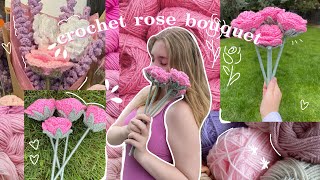 how to crochet a rose beginner tutorial NOSEW [upl. by Andert661]