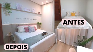 DECORANDO QUARTO SIMPLES gastando pouco FICOU LINDO 😍😍 Diy quarto com cabeceira estofada e led [upl. by Oscar]