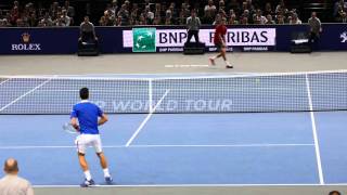 Novak Djokovic vs Gilles Simon  Court Level View HD [upl. by Lief209]