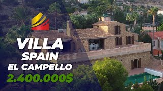 Spain Alicante El Campello Villa for sale on 1 line from the sea Mediterranean style Spainhomes [upl. by Chappelka]