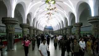 Riding 5 stops on the Pyongyang Metro North Korea [upl. by Erialcyram]