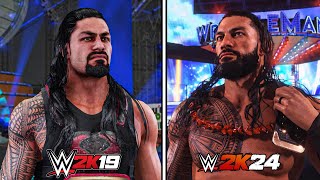 WWE 2K24 vs WWE 2K19 Graphics amp Details Comparison [upl. by Ragan]