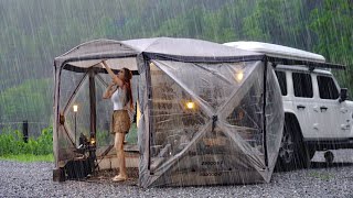 Solo camping in heavy rain  powerful rain adventures in tent and relaxing  ASMR [upl. by Otte]