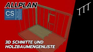 3D Schnitt und HolzbauAuswertung in Allplan [upl. by Ecnesse]