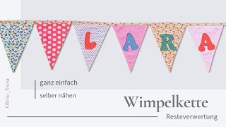 Wimpelkette nähen  aus Stoffresten [upl. by Alaunnoif]