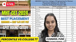 MHT CET 2024  SPOT ROUND CUTOFF PUNE  CUMMINS COLLEGE REVIEW  BEST PLACEMENT  CAP ROUND 2024 [upl. by Aleris]