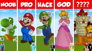 Minecraft SUPER MARIO STATUE HOUSE BUILD CHALLENGE  NOOB vs PRO vs HACKER vs GOD [upl. by Eidahs]