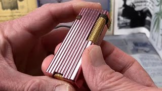 Vintage Pink Tone With Gold Accents PENGUIN CYGNUS Petrol Pocket Roller Lighter PAT 364149 JAPAN [upl. by Leterg]