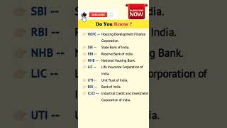 HDFCSBIRBINHBLICUTIBOIICICI Full Forms  Important Full Form [upl. by Yralam]