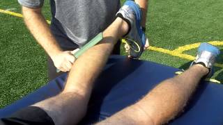 SportsMassage4Runnerscom  FAT Tool Fascial Abrasion Technique for the Calf [upl. by Enyawd]