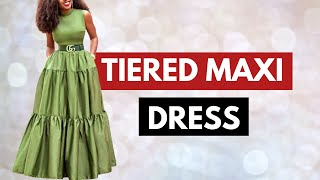 TIERED DRESS TUTORIAL  Cutting amp Stitching  Gypsy Dress  Caribbean Dress Tiered Maxi Dress Silem [upl. by Bullard]