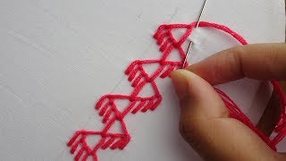 basic hand embroidery tutorial buttonhole stitch border design [upl. by Lawry]