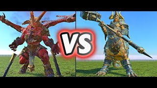 Who Will Win Skarbrand the Exiled or Kholek Suneater in Warhammer Total War 3 [upl. by Slavin]