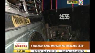 4 hurt as train hits jeep in Manila [upl. by Nauqaj]