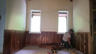 Removing pine tongueandgroove wall paneling from the dining area [upl. by Yehs635]