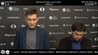 Hikaru Nakamura and Andrey Esipenko after R6 of the FIDE Grand Prix 2022 in Berlin  Interview [upl. by Dowski]