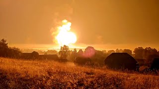 Night Becomes Day Ukrainian Drone Strike Triggers Massive Explosion at Russian Ammo Depot [upl. by Oniuqa]