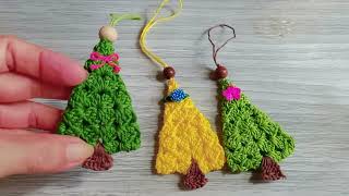 How to crochet christmas tree keychain  christmas crochet [upl. by Aihsital203]